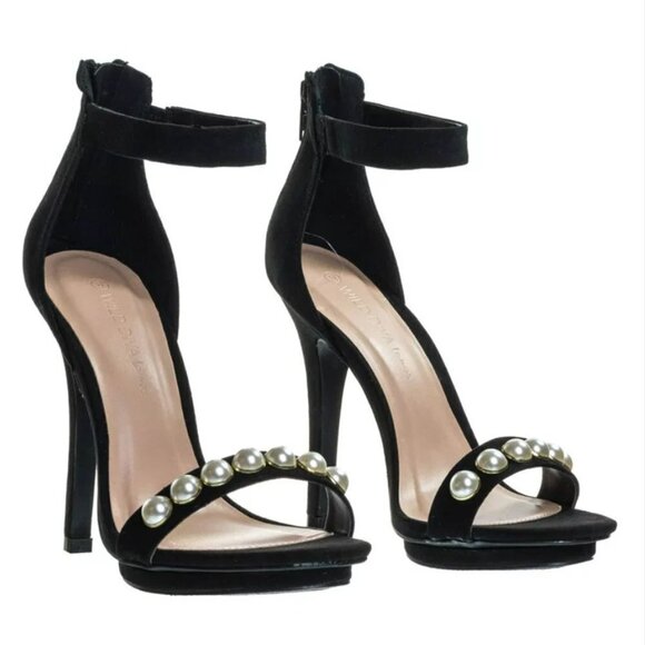 Wild Diva Lounge Retro Pearl embellished strap High Heel Stiletto Sandal 5.5 - Picture 4 of 14
